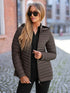 Damen Winterjacke Kapuzenjacke mit Reißverschluss, Maschinenwaschbar Frauen Wintersjackett